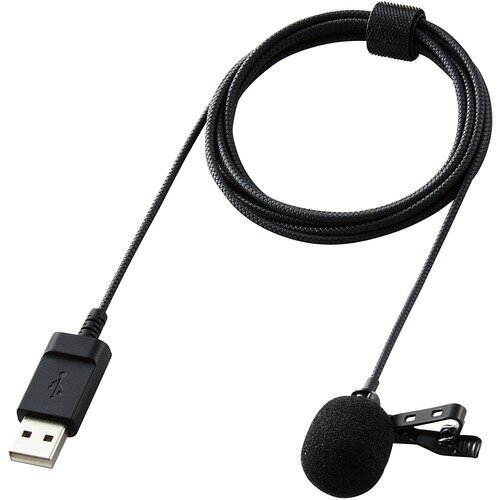 【3個セット】 エレコム HS-MC09UBK クリップ付きピンマイク ウインドジャマー付 USB-A 収納ポーチ付 1.8m ブラック