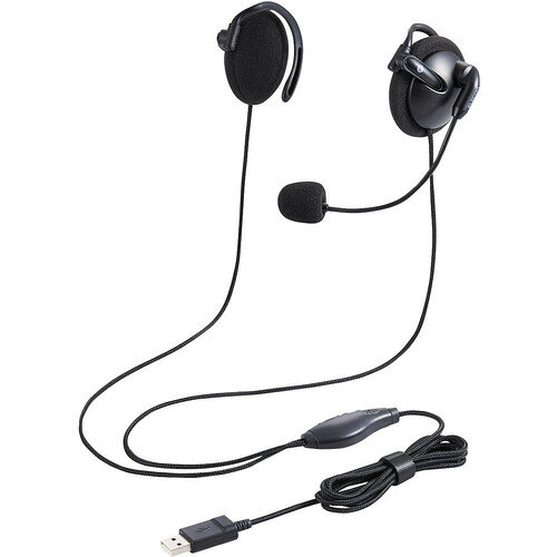 Headset - 【10個セット】 エレコム HS-EH02UBK 有線ヘッドセット 耳掛け型 USB 両耳 ブラック