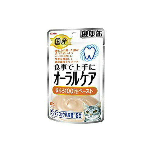 【12個セット】 アイシア 健康缶 国産 パウチ オーラルケア まぐろペースト キャットフード マグロ ペースト アダルト 猫用ウェット ゼリータイプ 国産健康缶パウチ 猫用フード ペットフード とろみタイプ 国産フード ペット用品 ウェットフード おやつ 安心素材