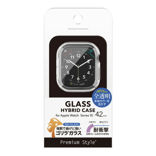 【10個セット】 PGA PG-AWTPG42CL Apple Watch Series 10 42mm用 ガラスハイブリッドケース ゴリラガラス／クリア