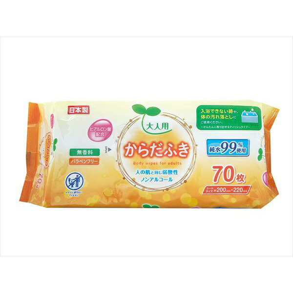 【5個セット】Life-do ライフ堂 大人用 からだふき 70枚入 LD-212 身体拭きシート 体ふき 清拭 ウエットシート 防災 災害 ぬれタオル 使い捨て ボディータオル ペーパータオル 人気商品