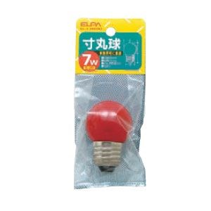 【5個セット】 ELPA カラー寸丸球 7W 口金E26 レッド G-13H-R(ELPA)