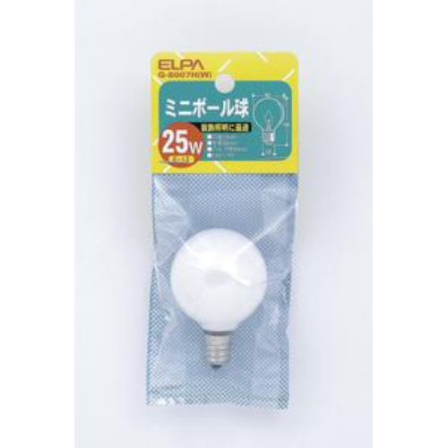 白熾燈 - 【2個セット】 ELPA G-8007H(W) ミニボール球 25W E12 G40 ホワイト