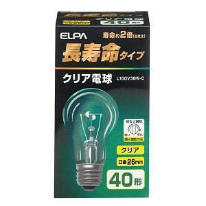 Other - 【5個セット】 朝日電器 L100V38W-C ELPA(エルパ) 長寿命クリア電球 (全光束460lm ／クリア 口金E26)