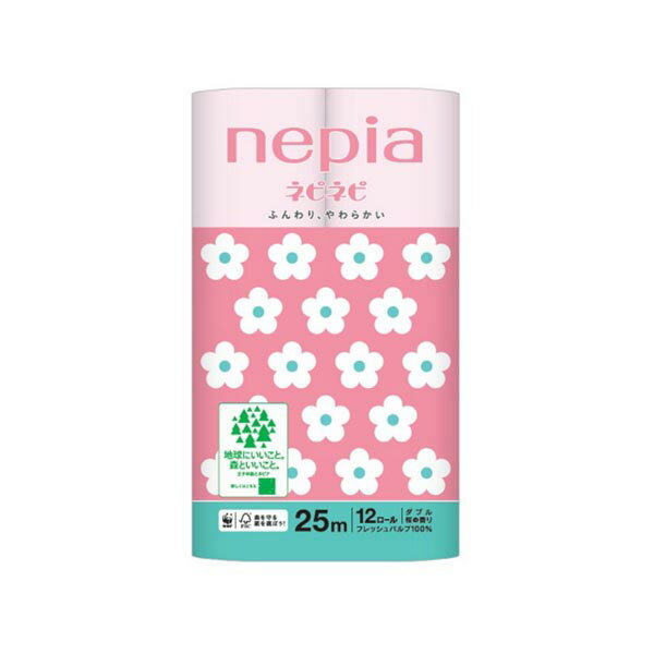 【3個セット】 王子ネピア ネピアネピネピトイレットロール12ロールダブル桜25m 備蓄 消耗品 無香料 ネピアネピネピ シングル ふんわり 吸水 防災 国産 香り付き やわらかい 大容量 日本製 トイレ用品 ネピア トイレットペーパー やわらか 桜の香り