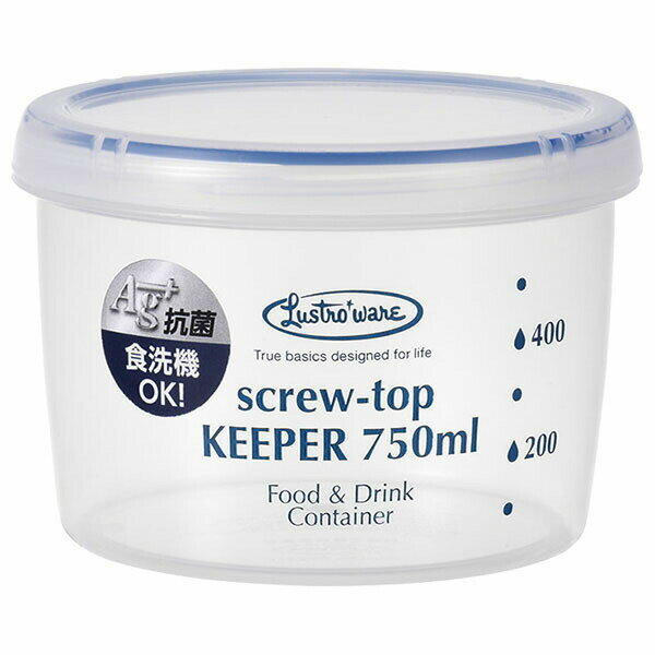 Plastic Storage Containers - 岩崎工業 スクリュートップキーパー 750ml 浅型 ( プラスチック 保存容器 ) 密閉容器 抗菌 フードストッカー 電子レンジ対応 食洗機対応 ラストロウェア 食洗機 冷凍保存 完全密封 密閉 スクリュータイプ 卓上用品 食洗機可 シェーカー プロテイン