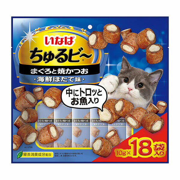 Jerky - 【3個セット】 いなばペットフード いなば ちゅるビから まぐろと焼かつおほたて味 10g×18袋 まぐろと焼かつお ドライパック 猫用ふりかけ ちゅるビー キャットフード 海鮮ほたて味 猫おやつ ペットフード 猫用おやつ ペット用品 おやつ スナック 安心素材