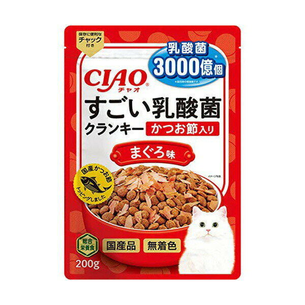 乐天商城 - 【6個セット】 いなば すごい乳酸菌 すごい乳酸菌クランキー かつお節入り まぐろ味 200g ドライフード 国産品 オールステージ用総合栄養食 P-251 いなばペットフード 緑茶消臭成分配合 P251 クランキー キャットフード エクプラ特選 猫用フード 安心素材