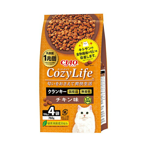 樂天商城 - いなば Cozy Life コージーライフ クランキー チキン味 190g×4袋 ドライフード 国産品 オールステージ用総合栄養食 P-333 いなばペットフード 緑茶消臭成分配合 P333 キャットフード エクプラ特選 猫用フード 総合栄養食 ペット用品 安心素材 価格は1個のお値段です
