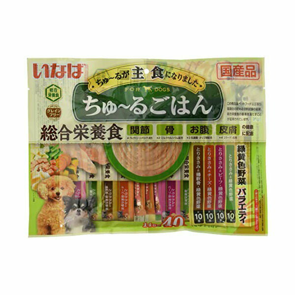乐天商城 - 【6個セット】 いなばペットフード いなば ちゅーるごはん 緑黄色野菜バラエティ 14g×40本 安心素材