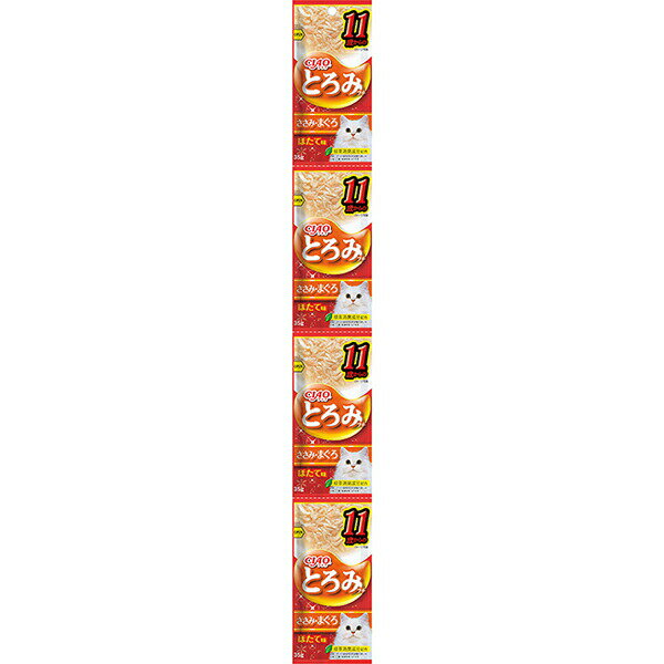Ciao - 【6個セット】 いなばペットフード CIAO とろみプチ 11歳からのささみ・まぐろ ほたて味 35g×4連パック キャットフード チャオとろみ 猫用フード 高齢猫用 いなば フード ウェット ペット チャオ 猫用品 猫用 とろみ グロッサリーフード 安心素材