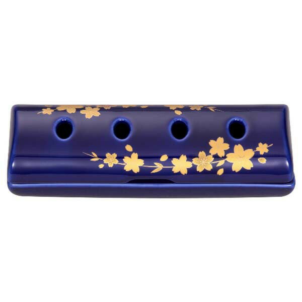 Buddhist Instruments - 【10個セット】 日本香堂 寝かせる線香皿(大)瑠璃に桜 寝かせる線香皿