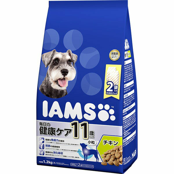 Perfectfit - 【6個セット】 マースジャパンリミテッド アイムス IAMS ドッグフード 11歳以上用 毎日の健康ケア 小粒 チキン シニア犬用 1.2kg ペレット イヌ シニア 全品種 ドライフード マースジャパン 犬用フード 総合栄養食 ペット用品 高齢犬用 犬用品 ドライ 安心素材
