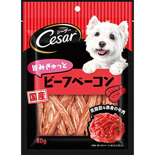 乐天商城 - 【6個セット】 マースジャパンリミテッド シーザー 犬用おやつ スナック 旨みぎゅっとビーフベーコン 80g ビーフ ベーコン イヌ アダルト 全品種 シーザースナック マースジャパン ドッグフード ドックフード おやつ ジャーキー 犬おやつ マース フード 安心素材