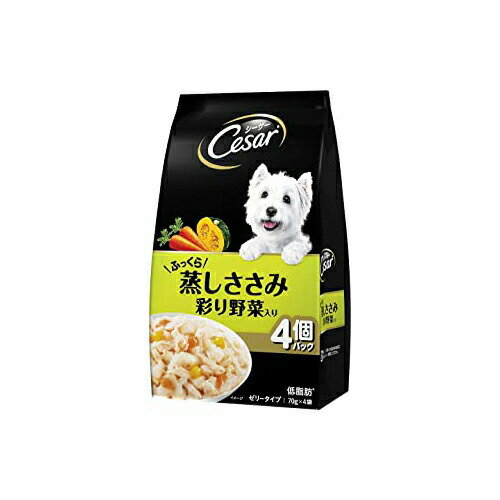Mature Dog - 【6個セット】 マースジャパンリミテッド マースジャパン シーザー蒸しささみ 野菜 70g×4袋 チキン パテ アダルト ふっくら蒸しささみ ごろっと蒸しささみ ダイエット 犬用フード ゼリータイプ 彩り野菜入り ドッグフード 蒸しささみ ペット用品 安心素材