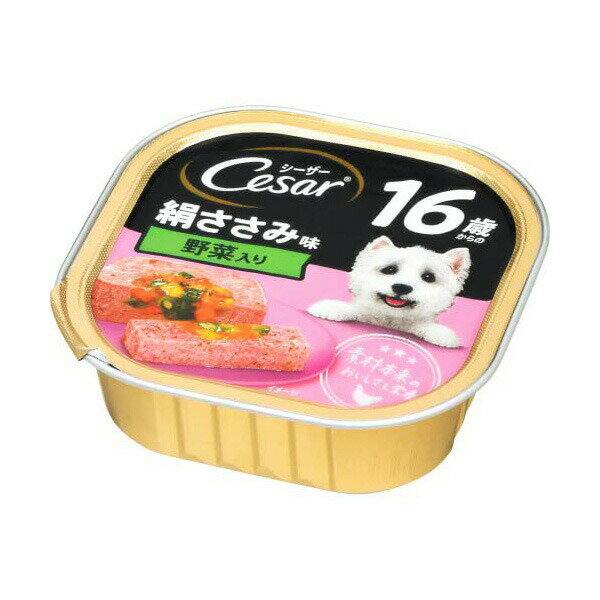 【6個セット】 マースジャパンリミテッド シーザー16歳からの絹ささみ味野菜入り 100g チキン パテ シニア マースジャパン シニア犬 犬用フード ドッグフード 総合栄養食 高齢犬用 ウェットフード トレー トレイ 犬フード マース 絹ささみ味 野菜入り 成犬 安心素材