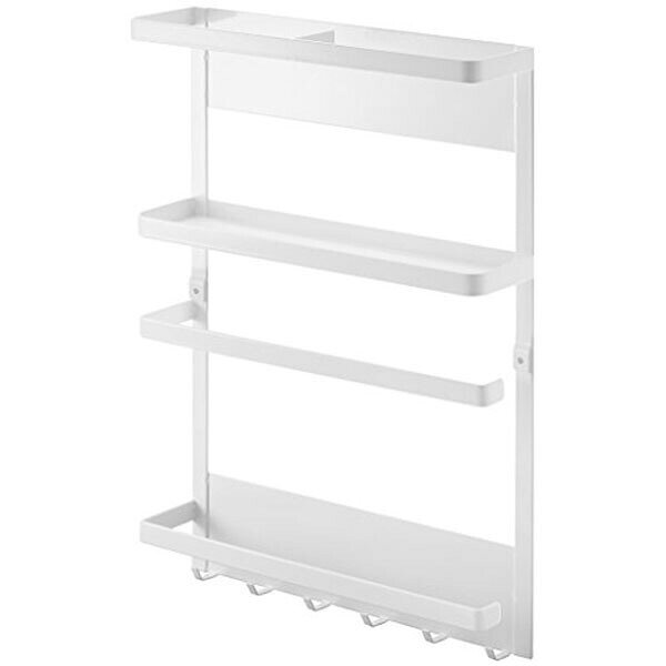 Rakuten - 【2個セット】 山崎実業 マグネット 冷蔵庫サイドラック ホワイト 約W24.5×D6.5×H34cm プレート Plate キッチンラック キッチンペーパーホルダー 2907 小物 省スペース 食器 水廻 整理 キッチンペーパー ロールペーパー 収納 人気商品
