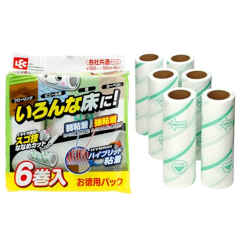 ▼まとめ買いがおすすめ！ 2個セット（限定） 3個セット（格安） 5個セット（限定） 10個セット（お得） いろんな床に! カーペットはもちろん、フローリングや畳、ビニール床にも使えるマルチタイプ。●イライラ解消! スパっと切れるスゴ技ななめカット。●「うまく切れない」「めくり口が見つからない」そんな不満を解消したカーペットクリーナーです。●めくり口がわかりやすい【めくり側お知らせ矢印】と【切れ端まるわかりライン】が印刷されています。●転がす方向がわかりやすい【回転方向矢印マーク】付き。●カットが簡単。ひっぱるだけでスパっと切れる【斜めミシン目】です。●各社のクリーナー本体で使える共通サイズです。サイズ:16×6×6cm 内容量:6本入 カーペットはもちろん、フローリングや畳、ビニール床にも使えるマルチタイプ。 イライラ解消。テープをスパっと切れるスゴ技ななめカットで、途中で破れにくく1発でカットできる。 「うまく切れない」「めくり口が見つからない」そんな不満を解消したカーペットクリーナー。 ? 【検索用キーワード】 粘着クリーナー 50周 激落ちくん コロコロ 6個入 激コロ スゴ技カット 粘着テープ スペア 70周 切りやすい ゴミ取り 掃除 げきおち げきおちくん ごみ そうじ れっく カーペットクリーナー グッズ▼まとめ買いがおすすめ！ 2個セット（特売） 3個セット（必見） 5個セット（特売） 10個セット（特売）