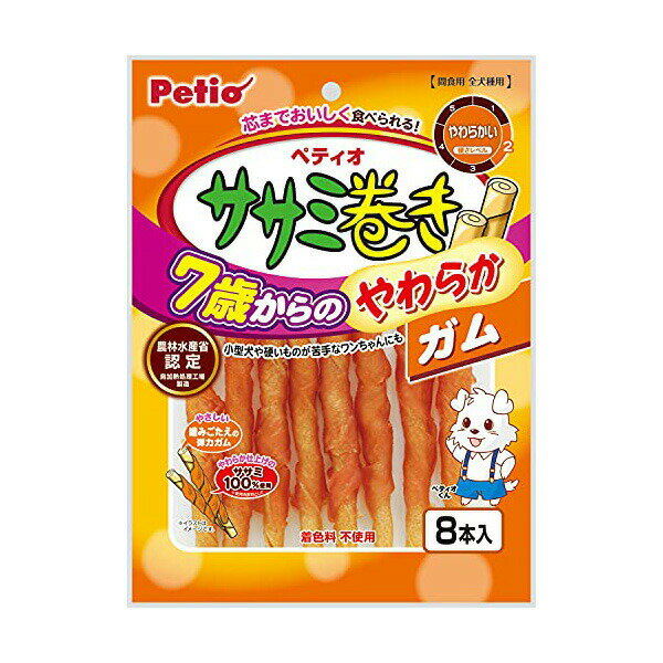 樂天商城 - 【6個セット】 ペティオ 7歳からのやわらか ササミ巻きガム 8本入 巻ガム おやつ 1歳から 間食 Petio W13857 犬用おやつ デンタルケア シニア犬 着色料不使用 ドッグフード ササミ巻き ペット用品 ドッグ 成犬 シニア フード 全犬種用 ペット 犬用 全犬種 安心素材