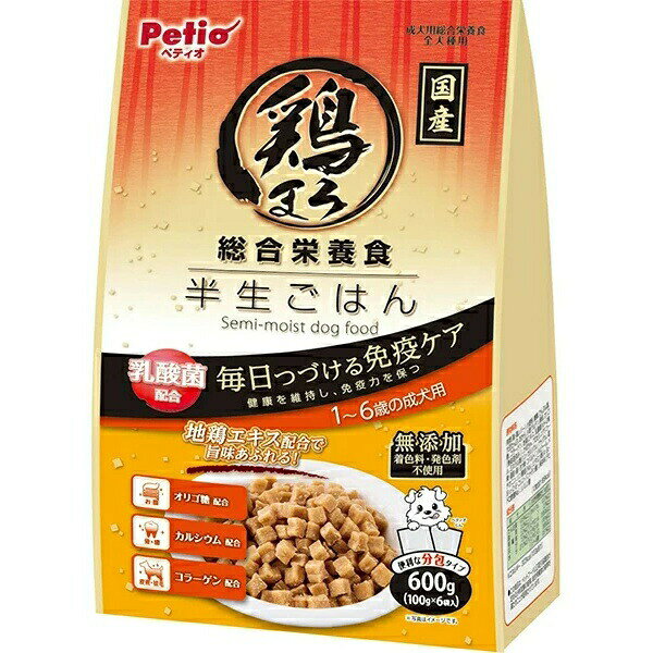 【4個セット】 ペティオ Petio モイスト ドッグフード 成犬用 生肉使用 600g ごはん 総合栄養食 犬用フード 犬えさ 半生 トッピング 主食 水分補給