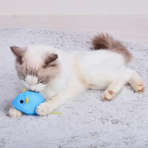 【6個セット】 現在のキーワードデータからは、「猫用のおもちゃ（マウス型、ブルー色、音声機能付き）」という一般的な属性のみが読み取れますが