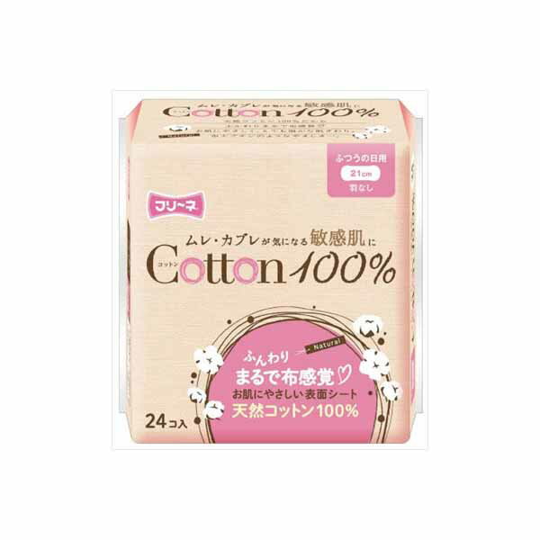 Rakuten - 【4個セット】 フリーネ コットン100% ふつうの日用 羽なし24P 第一衛材 生理用品