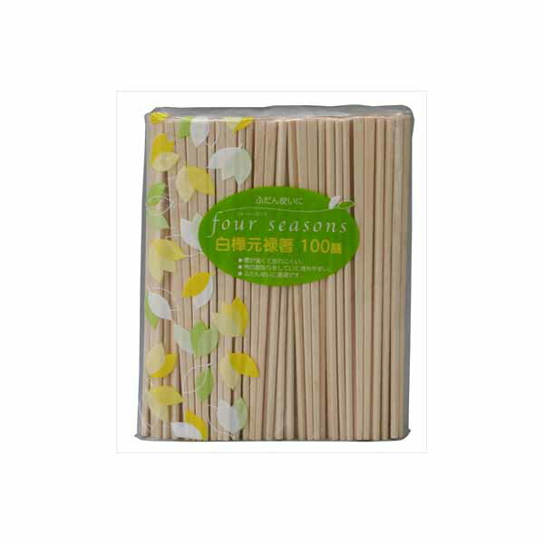 Disposable Chopsticks - 【3個セット】 フォーシーズン白樺元禄箸 裸 100膳 大和物産 割箸・楊枝・竹串