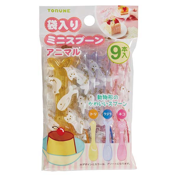 【240個セット】 トルネ 袋入りミニスプーン アニマル 9本入 ピンク キッチン お弁当 キャラ弁 ...