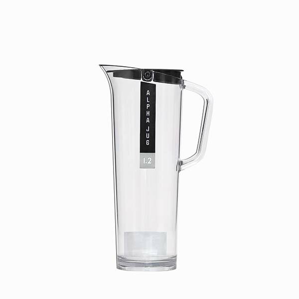 Pitchers - タケヤ化学工業 タケヤ アルファジャグ 1.2L クリアブラック 麦茶ポット 耐熱 洗いやすい 冷蔵庫 ポケット 広口 ピッチャー 冷水筒 冷茶ポット シンプル モダン クリア クッチーナホーム 割れにくい 熱湯 プラスチック クッチーナ コンパクト スリム