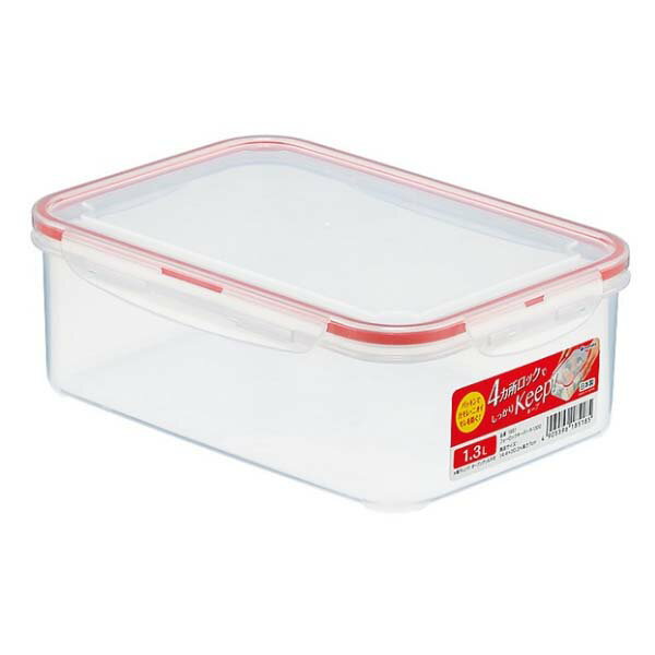 Plastic Storage Containers - イノマタ化学 保存容器 フォーロックキーパー R-1300 1300ml 保存ケース お弁当箱 おかず 乾物入れ クリアー クリア プラスチック容器 食品保存容器 使用時 キッチン プラスチック 密閉容器
