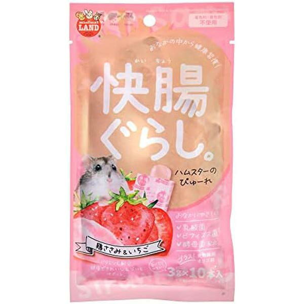 【3個セット】 マルカン 快腸ぐらし ハムスターのぴゅーれ 鶏ささみ&いちご 3g×10本
