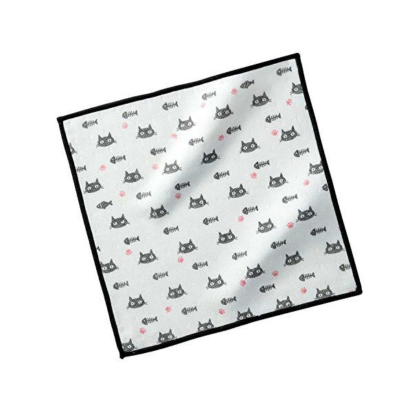 【2個セット】 まめいた ふきん ホワイト 約30×30×0.2cm タオル ディッシュクロス 黒ネコ キッチン 食器用 食卓用 糊つけなし 速乾 吸..