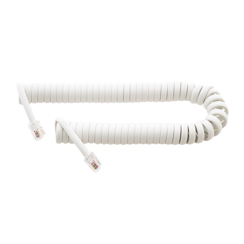 【5個セット】 ミヨシ DC-J403／WH 4極4芯 受話器用カールコード クロス結線タイプ ホワイト 0.3m