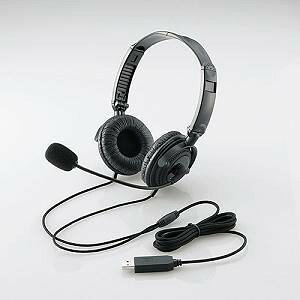Rakuten - 【10個セット】 折りたたみヘッドセット(両耳オーバーヘッド)／ 1.8m／ USB／ ブラック HS-HP20UBK