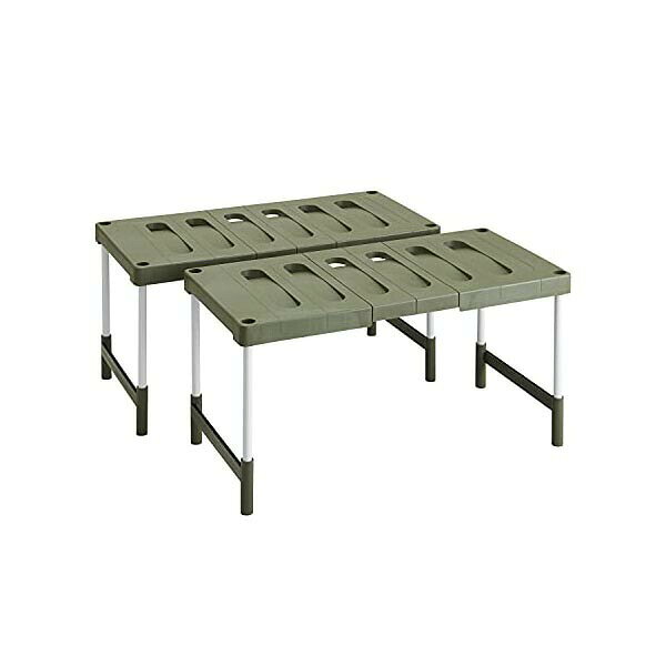 ●製品サイズ / 幅76.5~92×奥行37×高さ35・40cm(1台あたり)●耐荷重 / 30kg(1台あたり)●材質 / 棚板・補強脚:ポリプロピレン・ポリエチレン、パイプ:スチール(ポリプロピレンコーティング)●原産国 / 日本●【伸縮幅は76.5~92cm】クローゼットや押入れの幅に合わせてムダなくスッキリ収納。●【高さ調節は35cmと40cmの2段階】補強脚の差込口の向きを変えることで、高さ調節も可能です。●車内でキャンプ道具等を整理するラックとしても最適です。・ブランド：ベルカ(Belca)●・横幅の伸縮機能でムダなくスッキリ収納。・補強脚の差込口の向きを変えることで、高さ調節も可能です。・車内でキャンプ道具等を整理するラックとしても最適です。・環境に配慮し、「容器包装リサイクル法」に基づいてリサイクルされた原料を使用しています。・色：エコグリーン・サイズ：幅92×奥行37×高さ40cm・メーカー：ベルカ(Belca)・付属品：なし・素材：鉄, プラスチック・商品重量：1.7 キログラム・撥水加工：つや消し・組み立て式：はい・製品サイズ：37 x 76.5 x 35 cm; 1.7 kg・梱包重量：3.7 キログラム【検索用キーワード】 収納棚 伸晃 押入れ収納 伸縮タイプ 日本製 押入れ 整理棚 工具不要 収納ラック 整理整頓 すのこ 棚板 伸縮 収納 新生活 組立簡単 エコ クローゼット ガレージ ラック 【検索用キーワード】 エコグリーン 伸縮タイプ 2台入り 収納棚 伸晃 押入れ収納 日本製 2台入 2個 収納ラック 工具不要 押入れ 整理棚 耐荷重 Belca 整理整頓 すのこ エコ ガレージ クローゼット