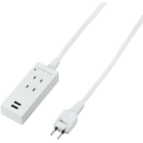 Rakuten - ヤザワコーポレーション H1K4022UWH 雷ガード付両挿しUSBタップ2個口 2m ホワイト