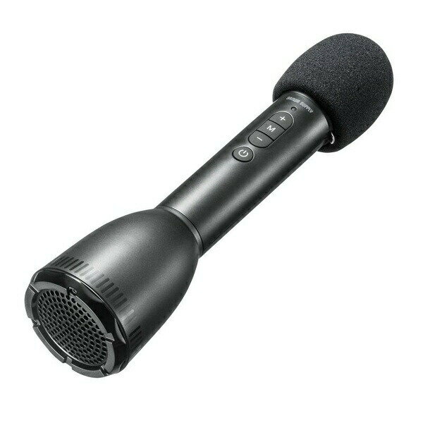サンワサプライ MM-SPAMP18 拡声器 ワイヤレスマイク 小型 ハンドマイク型 Bluetooth対応 10W出力 スピーカー マイク 一体型 ストラップ付 イベント 選挙