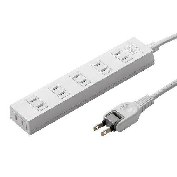 サンワサプライ TAP-TSH62N2 電源タップ ほこり防止シャッター 火災予防 2ピン 2m 配線しやすいスイングプラグ ホワイト TAP-TSH6(2.0)