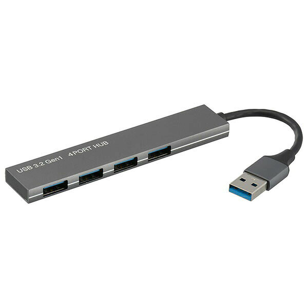 USB3.2Gen1対応の4ポートUSBハブで、最大転送速度5Gbpsのアルミボディです。【特徴】●最大転送速度5Gbps（規格値）での大容量データ転送に対応●超薄型、超軽量アルミボディ設計●USB3.2Gen1、3.1Gen1、3.0、2.0、1.1規格に対応【仕様】サイズ約107×7.3×21mm入数1個対応機種USBポートを搭載したDOS/V互換機、Apple Macシリーズカラーグレー対応規格USB3.2Gen1（USB3.1Gen1／3.0／2.0／1.1対応）材質アルミボディケーブル長約60mmコネクタ形状USB Type-Aコネクタ規格4ポートハブ対応OSWindows10/8.1/8/7、mac OS10.12以降注意本製品はUSB3.0規格での接続時に本来の性能での動作となります。本製品にUSB2.0／1.1規格の機器を接続できますが、性能はそれぞれの規格値となります。すべてのUSB機器に対する接続、動作は保証致しかねます【使用場所】●DOS/V互換機での使用　●Apple Macでの使用【ご注意】●外箱に擦り傷や破れなどのダメージがある場合がございます 【検索用キーワード】 USB OHM オーム電機 おーむでんき おもちゃ 玩具USB3.2Gen1対応の4ポートUSBハブで、最大転送速度5Gbpsのアルミボディです。サイズ：約107×7.3×21mm　入数：1個DOS/V互換機での使用、Apple Macでの使用などに。