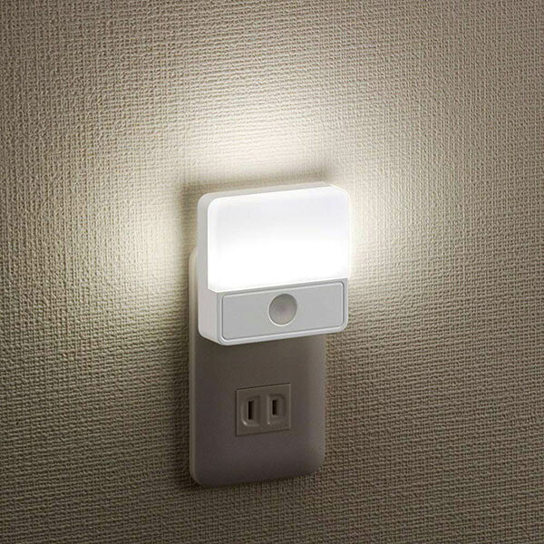オーム電機 NIT-ALA6MSQ-WN LEDナイトライト 薄型 (明暗センサー式/45 lm/昼白色/...
