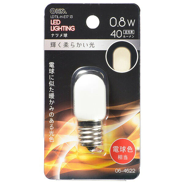 オーム電機 LDT1L-H-E17 13 LEDナツメ球 (