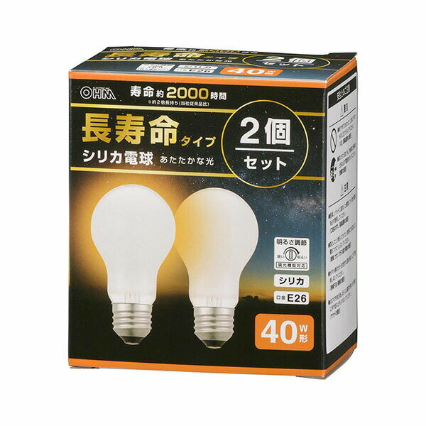 Other - オーム電機 LB-DL5638W-2PN 白熱電球 長寿命タイプ (40W形/シリカ/485 lm/38W/E26/電球色/調光機能対応/2個入) 白熱球 長持ち 電機 シリカ エジソン電球 長寿命白熱電球 オーム 調光機能対応 フィラメント 電球