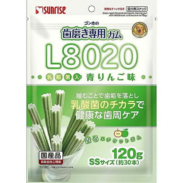Chewing Gums - 【12個セット】 マルカン(サンライズ) ゴン太の歯磨き専用ガムSSサイズ L8020乳酸菌入り 青りんご味 120g