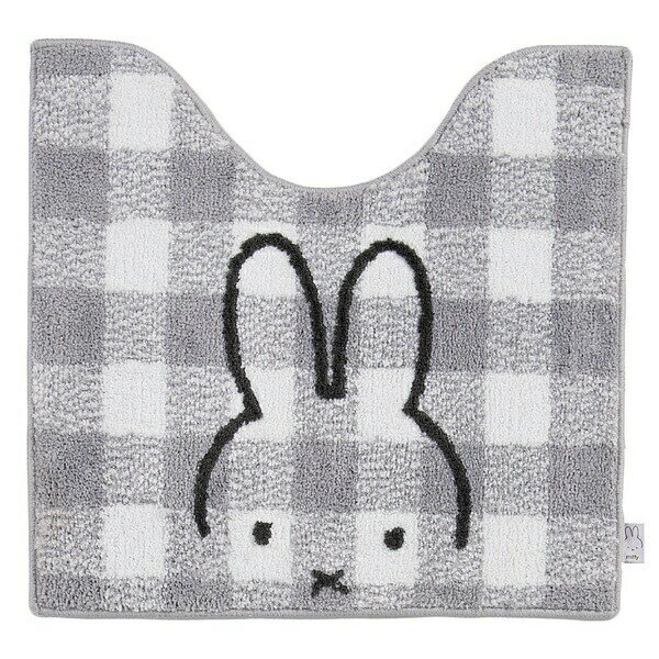 Toilet Mats - センコー (Senko) ミッフィー チェックライン トイレマット 約58×60cm グレー キャラ アニマル miffy 66983