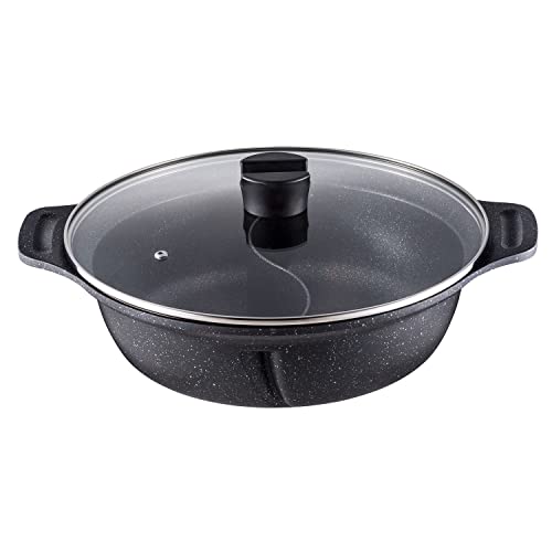 ガラス鍋 - Bestco ベストコ IH 二食鍋 ガラス蓋付 28cm マーブルダイヤモンドコート ND-4592 ビストロ・ドゥエシェルタ