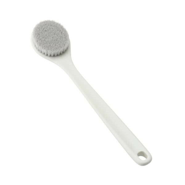 Nylon, Rayon, Polyester - 【2個セット】 マーナ marna ボディブラシ かため 柄付き / ホワイト 背中 ブラシ 背中洗い ロングサイズ ボディーブラシ 長柄 B714W 抗菌 お風呂 簡単 体洗い ボディタオル 収納 ハード ナイロン バス 入浴 ニキビ お風呂用品 壁掛け 高品質