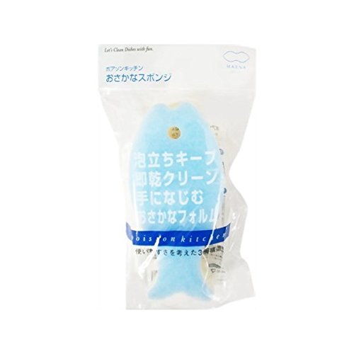マーナ K170LB おさかなスポンジ 食器洗い ライトブルー 日本製 キッチン 食器用スポンジ 3層構造 泡立ち 魚型 MARNA スポンジホルダー 食器 キッチンスポンジ 食器スポンジ グラス 台所用スポンジ スリム 長持ち 新生活 人気商品