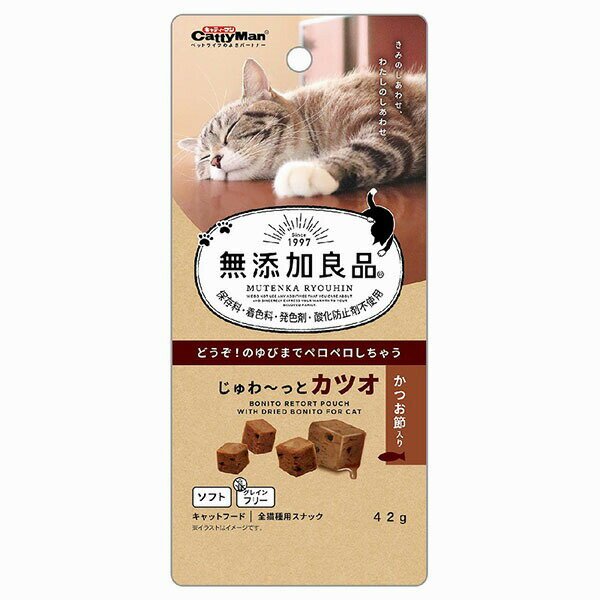 Jerky - 【24個セット】 ドギーマンハヤシ 無添加良品 じゅわ~っとカツオ かつお節入り 42g グレインフリー 猫用おやつ ドギーマン おやつ キャット 全猫種用 フード ソフト ペット キャティーマン 安心素材
