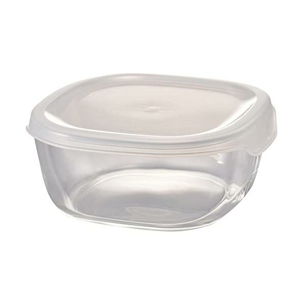 Storage Bins - 【2個セット】 HARIO ハリオ 日本製 耐熱ガラス製 保存容器・角 600ml BUONO kitchen KST-60-TW クリア 品番 保存容器 透明ホワイト 高品質
