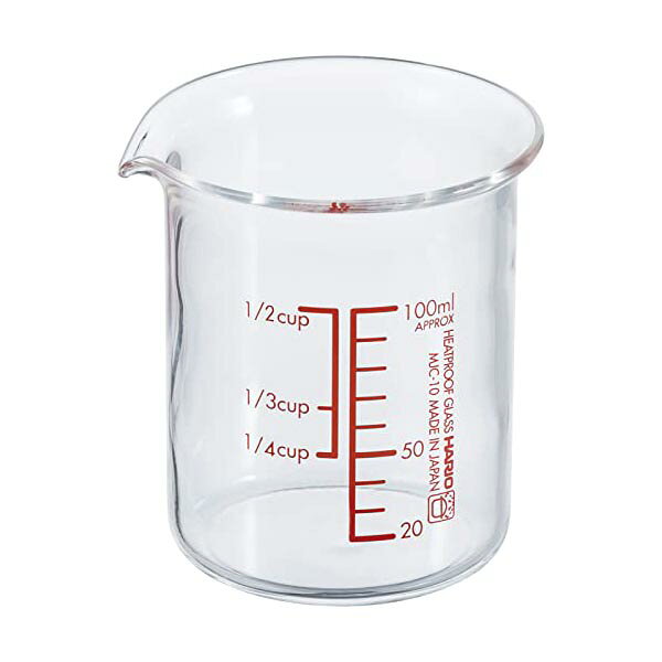 【3個セット】 HARIO ハリオ 日本製 耐熱ガラス製 メジャーカップ 100ml MJC-10-R-BK 高品質
